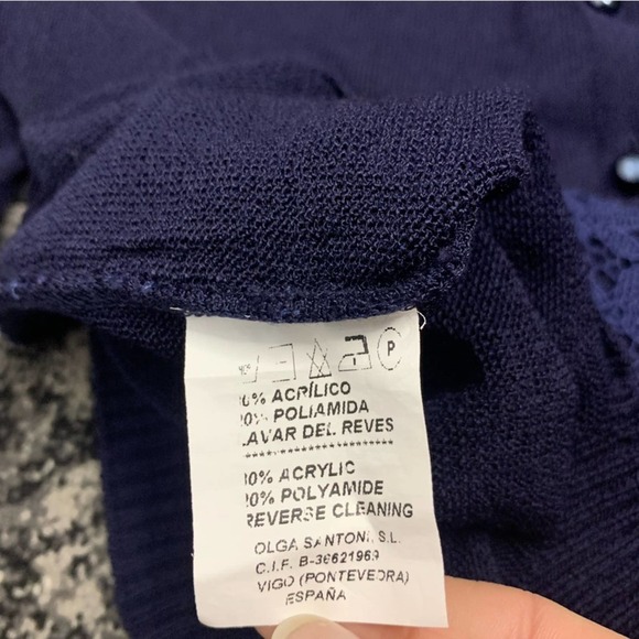 Olga Santoni Classic Blue Knit Embroidery Detail Button-Front Sweater Size USA44 - Picture 8 of 8